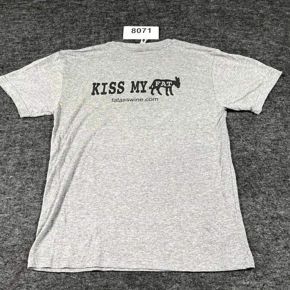 Next Level Apparel T Shirt Mens Small Gray Fat Ass Ranch & Winery Graphic Print